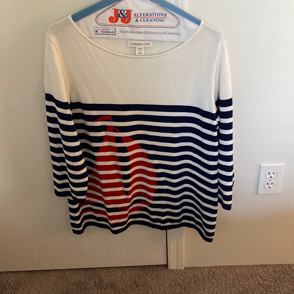 Coldwater Creek 3/4 sleeve Nautical top.  Smoke free home